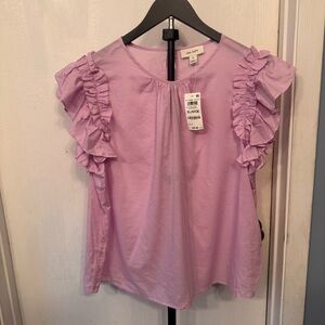 ON 34th Lilac Ruffle Sleeve Top XL NWT Flutter Sleeve Blouse